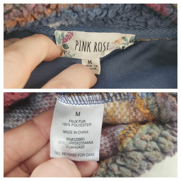 Yellow Striped Sweater Womens Medium Faux Fur Fuzzy Cropped Blue Western Boho - Picture 14 of 14